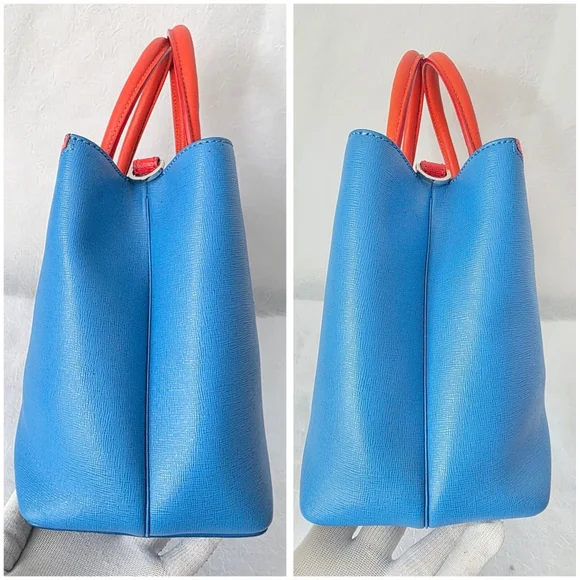 Auth Fendi 2jour Monster Blue/Orange Leather Bag, Wallet And Coin Case - Picture 8 of 11